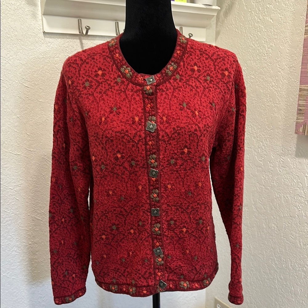 Nomadic Traders Red Floral Cardigan Size Large